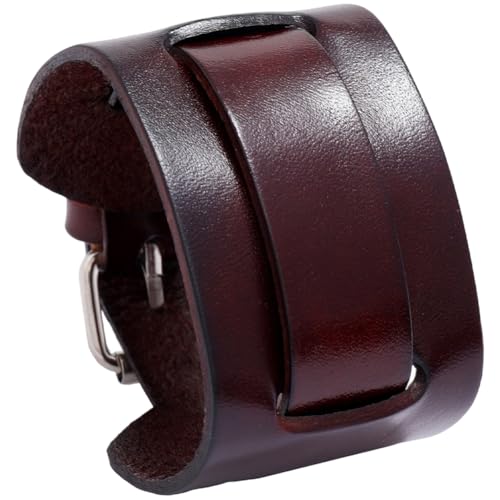 Pulsera de Cuero Genuino Ajustable Color Marrón Mediana miniatura 1