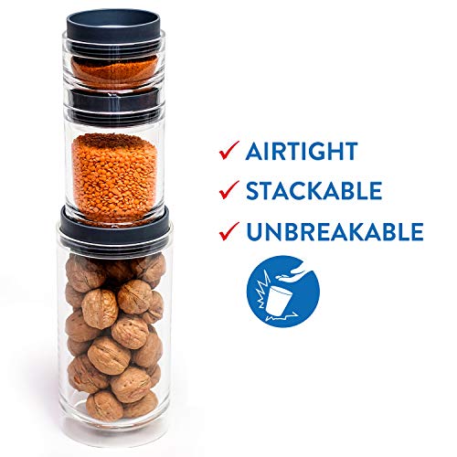 Wonderworker Hit Acrylic Canister Set Of 3 Stackable Airtight Storage Jars 42/15/5 Oz #TOP1