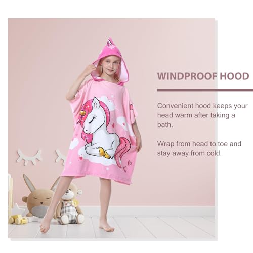 MOKANI Badeponcho Kinder Poncho Handtuch, Mikrofaser Ultra Weich und Saugfähig Badetuch Strandponcho Kind Badehandtuch für Strand Schwimmbad Mädchen Jungen 6-14 Jahre Alt