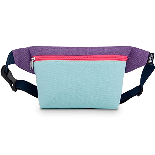 Sac Banane Hydrofuge Femme Homme - Sacoche Banane Ville Unisexe, Ceinture Réglable - Sac Voyage Imperméable (Bleu-Violet)