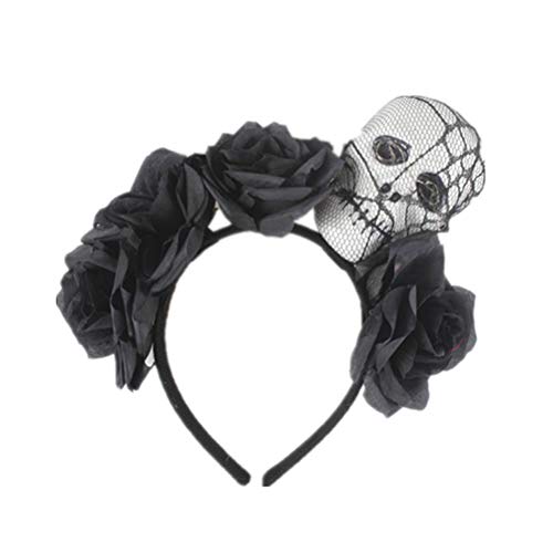 Beaupretty Mexican skull Headband Rose Floral Day of the Dead Hair Band Halloween Costume Party Hairband