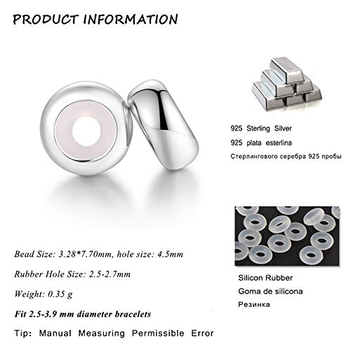 Clip Stopper Charms Sterling Silver Rondelle Spacer Bead For Bracelets (Silver)… #TOP2