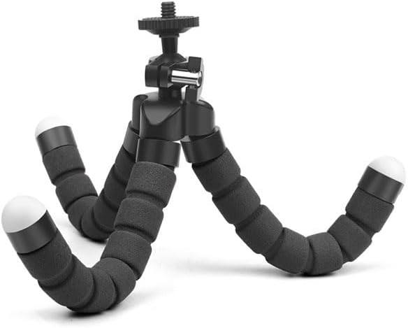 Mini trípode flexible Octopus – Soporte de agarre de esponja flexible con montaje de tornillo de 1/4"-20 para abrazaderas de teléfonos inteligentes y adaptadores Gopro y cabezal de bola de 360 ​​grados para ajustes de ángulo suaves y precisos