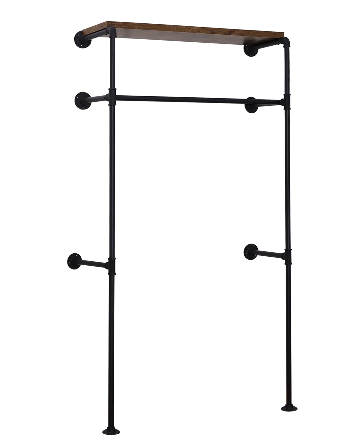 WOLTU Perchero Industrial de Pared, Vestidor Armario Abierto con Estante, Estilo Industrial, Apto para Dormitorio y Tienda de Ropa