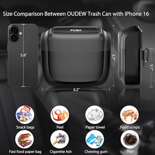 Image of Car Trash Can with Lid,Built-in Storage Garbage Bag,Leakproof Vehicle Trash,Car Accessories for Interior,Mini Garbage Bin for Automotive, Home, Office, Kitchen, Bedroom,with 30pcs Trash Bags