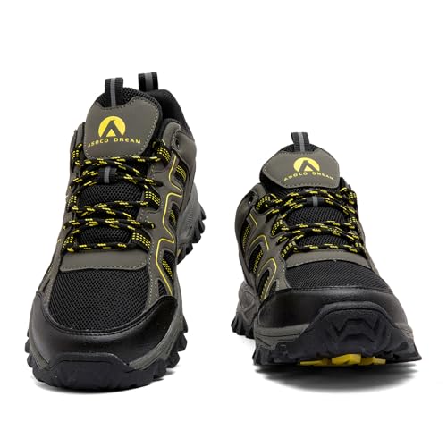 ASOCO DREAM Wanderschuhe Herren Damen Trekkingschuhe Leicht Outdoorschuhe Atmungsaktiv Bergschuhe Wanderhalbschuhe,Grün,41 EU