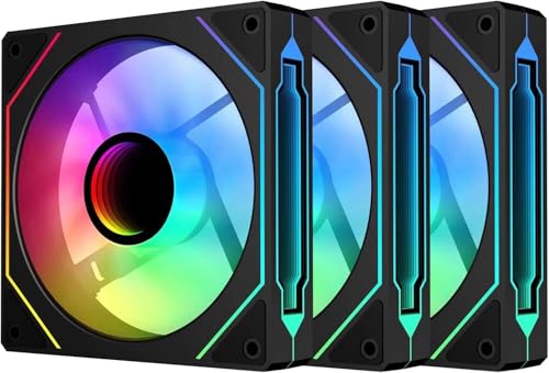 Image of Prism4 Pro X3 120mm ARGB Case Fans,Infinity Mirror RGB Light Effect 5V 3PIN Motherboard Light Sync 800~1800RPM PWM PC Fan Suitable for Computer Case(Triple Pack Black)