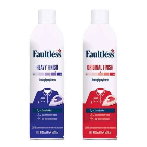 Image of Faultless Heavy & Original Ironing Spray Starch 567g (Pack of 2), Gives Stiff and Crisp Finish, Wrinkle-Free, Dry Cleaner Results at Home, Odor-Neutralizing, Easy Iron Aid, Imported from USA