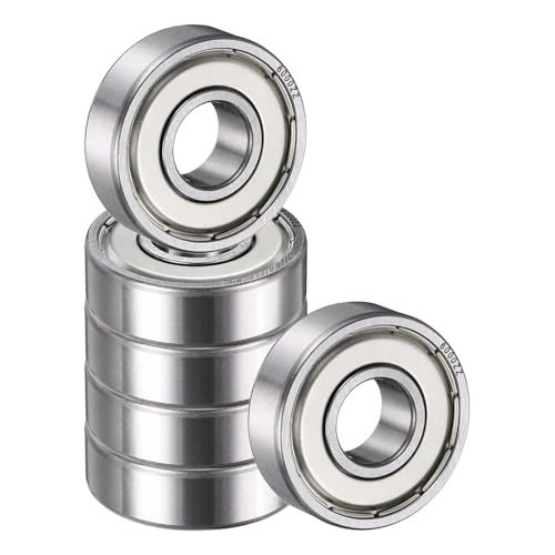 sourcing map 6 Pack 6000 ZZ Deep Groove Ball Bearings, 10x26x8mm Chrome Steel Double Shield Bearing for Electric Motor, Home Appliances, Garden Machinery, (ABEC5)