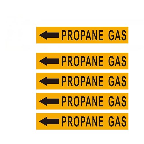Pipe Flow Markers Label Stickers with Arrows 20 Packs 1-3/5 x 8 Inch Self-Stick Pipe Identification Marking Labels, Propane Gas Left-Pointing Arrow