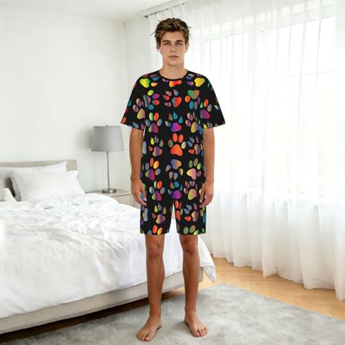 Pijama de hombre divertido con estampado de huellas de perro para momentos de relax en casa 3