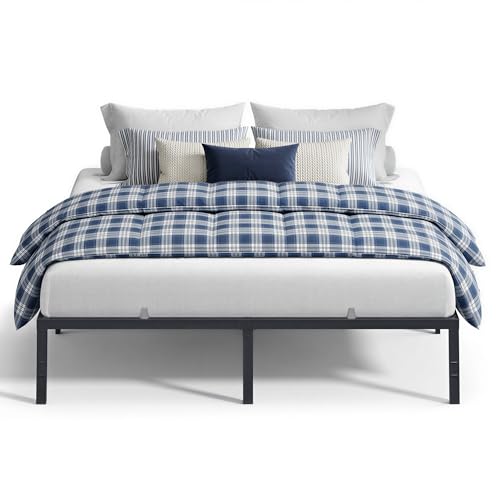 Image of VASAGLE King Metal Bed Frame 16 Inches Tall, 1100 lb Weight Capacity, No Box Spring Needed, with Under-Bed Storage, Easy Setup, Heavy-Duty Platform Bed, Mattress Retainers, Matte Black URMB664BD02S