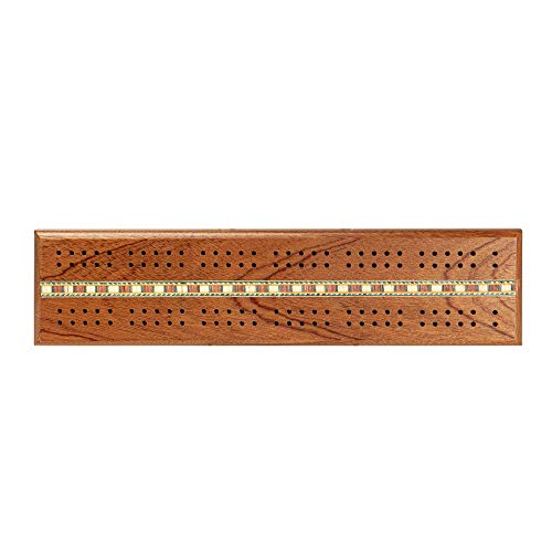 Sterling Games Wooden Cribbage 12 Inch Double Track Cribbage Board With Rich Italian Inlaid 2 Players #TOP4