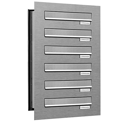 AL Briefkastensysteme 6er Briefkasten Mauerdurchwurf in V2A Edelstahl, 6...