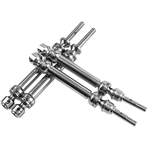 2Pairs Sharegoo Front & Rear Steel Drive Shaft Transmission Axle Compatible With Traxxas Slash 4X4 Nitro Rustler Vxl Stampede 4X4 1/10 Rc Car Truck (Silver) #TOP4