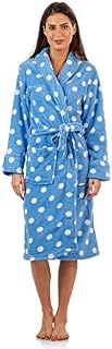 Casual Nights Women's Fleece Plush Robe - Blue/Dots - Medium