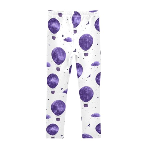 Cloud Hot Air Balloon Purple Girls Leggings Athletic Pants Tights Stretch Bottom2