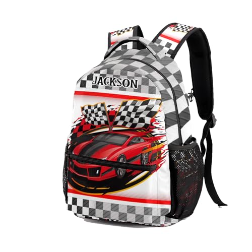Speeding Race Car Personalized School Backpack Kids Students Schoolbag for Boys Girls Primary Daypack Bookbag Bag Customize Back Pack, Design 2, CBR10702