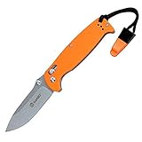 Ganzo G7412-OR-WS Orange Folding Knife With Whistle Handle G10 Grey Blade 440c Lock Axis