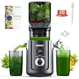 OMMO Juicer Machines, 5.1' Wide Chute Cold Press Juicer 300W for Whole Vegetables and Fruits, Easy to Clean, Beep Install Alert, Slow Juicers for Moms, Families, Fitness, Healthy Living, Grey