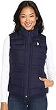 U.S. Polo Assn. Women's Quilted Vest with Sherpa Lining, Evening Blue, M