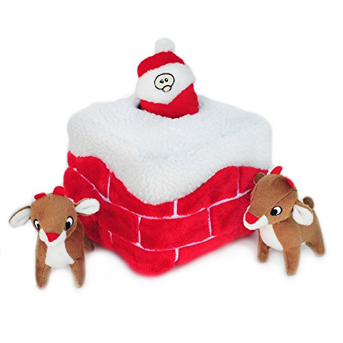ZippyPaws Holiday Chimney Burrow Squeaky Plush Hide and Seek Dog Toy, X-Large