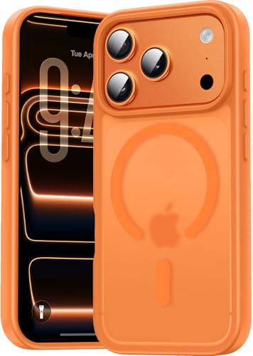 Natiiozie für iPhone 17 Pro Hülle Kompatibel mit MagSafe, Magnetisch Handyhülle Transluzente Matt Rückseite, Stoßfest Kratzfest Schutzhülle 6.3 Zoll Case Orange