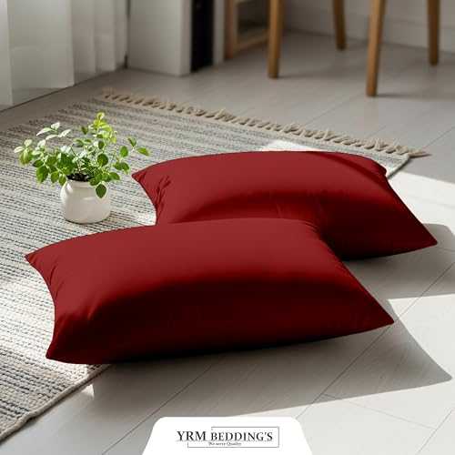 Image of YRM Bedding's - Egyptian Cotton 600TC Pillow Cover | Premium Pillowcases | Luxury Bedding-Export Collection | High Thread Count Durable & Breathable Covers - Burgundy | [20''x34''] Inches
