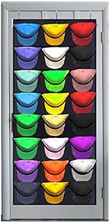 RZMAYIS Hat Rack & Baseball Cap Holder - 24 Clear Deep Pockets Cap Organizer For Baseball Hat Storage with Door Hooks(Black-Large)