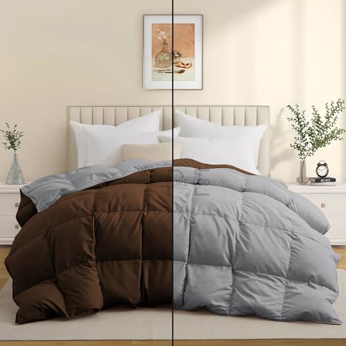 Image of 600 Gsm Heavy Winter Blanket For Double Bed Size (90 inchX100 inch) - 600 GSM Heavy Winter Comforter /Rajai /Duvet /Blanket Microfiber Super Soft Fluffy For Winter Double Bed - Chocolate Brown /Silver Grey Color