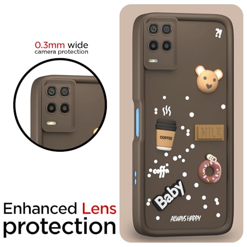 Image of Pikkme Back Cover for Realme 8 4G / 8 Pro | Cute Fun Cartoon 3D Bear Silicone Full Body Protection Bumper Cover (Brown)