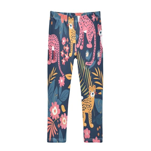 Bolaz Toddler Girls Leggings Printed Yoga Pants Leggings Pink Yellow Leopards for Kids