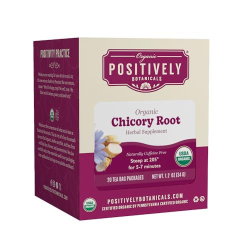 Organic Positively Botanicals Company, Chicory Root Herbal Tea Bags, 20 Count