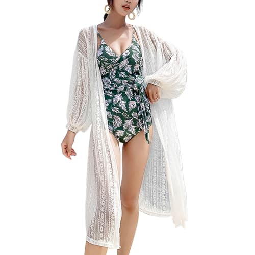 Kimonos de natación para mujer en encaje blanco y algodón holgado