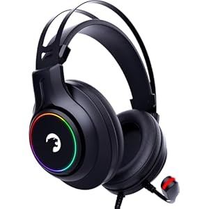 GAMEPOWER Kugon USB Gaming Headset – 7.1 Virtual Surround Sound, Wired Led Headphones with 50MM Drivers, Comfort Design, 360 Spatial Audio, Noise Cancelling Mic for PC, Laptop, Black