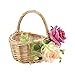 Wnvivi Hand-Woven Flower Girl Baskets,Rustic Rattan Handheld Baskets with Flowers,Small Wedding Floral Arrangement Basket Picnic Basket Decor,Purple