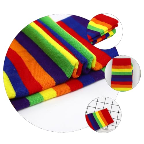 Children's Rainbow Striped Cotton Socks 2 Pairs for Ages 5-12 Colorful Patterned Stockings for Boys and Girls Warm and Comfortable3