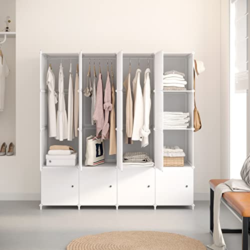 Joiscope Portable Closet For Hanging Clothes, Combination Armoire, Modular Cabinet For Space Saving, Ideal Storage Organizer Cube For Books, Toys, 16 Cubes #TOP1
