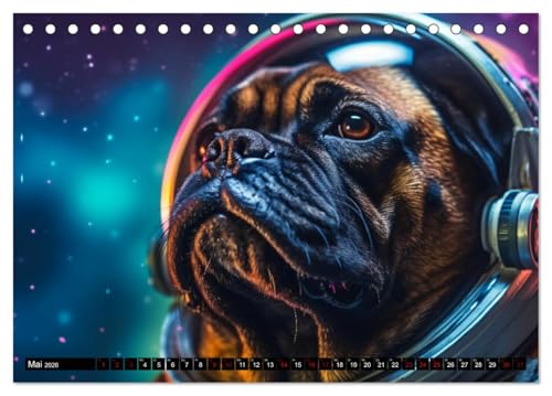 Hunde im Weltall (Tischkalender 2026 DIN A5 quer), CALVENDO Monatskalender: Hunde im All: Eine kosmische Reise der Niedlichkeit. (CALVENDO Wissenschaft)