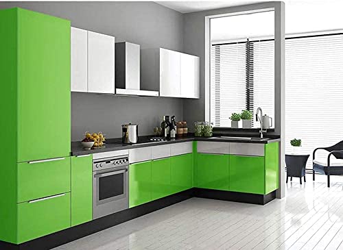 Image of WALLMATE Lime Green Peel and Stick Wallpaper Self-Adhesive Removable Thicken Waterproof Wallpaper for Kitchen Countertop Cabinet (1 Feet by 4 Feet, GlossyParrot Green Wallpaper)