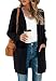 Saodimallsu Strickjacke Damen Lang Leicht Cardigan Langarm Open Front Strickpullover Einfarbig Freizeit Strickmantel Outerwear mit Tasche Schwarz XXL