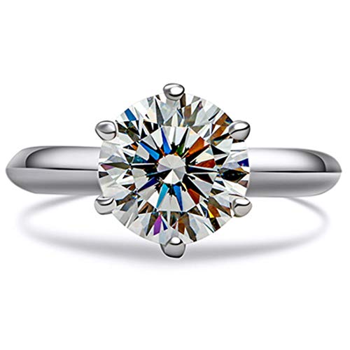 18K White Gold Plated 3CT Zircon Diamond Engagement Ring for Women Sterling Silver Jewelry Classic Solitaire Ring3