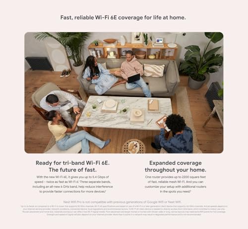 Google Nest WiFi Pro, Wi-Fi 6E, pacote com 4