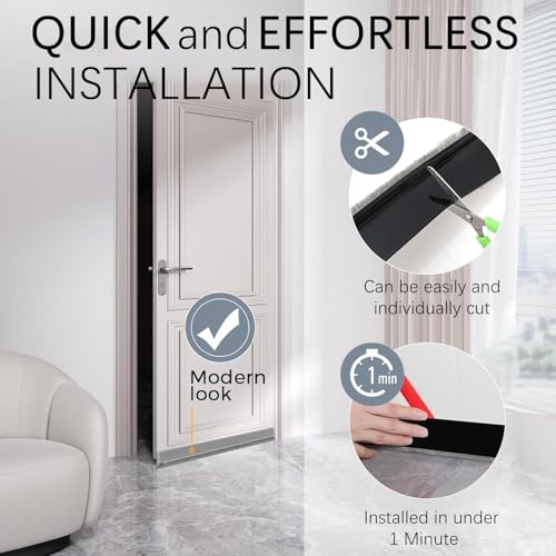 Image of Door Draft Stopper with Brush, Under Door Sweep for Exterior & Interior Doors, Weather Stripping Door Seal, Garage Window Blocker Noise Cold Air Insulation, Draft Guard (Grey (39 INCH))