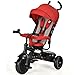 Triciclo Bicicletta Passeggino 4 in 1 con Maniglione per Bambini 1-6 Anni, Carico 25kg, Sedile Regolabile con Tetto Amovibile, Cintura di Sicurezza, Scatola Portaoggetti, 89x56x98/102/105 cm (Rosso)