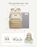 LOVEVOOK School Backpack for Teen Girls & College Students, Large Capacity Laptop Backpack with Water Bottle Holder, Lightweight Bookbag for School, Travel & Everyday Use, Beige-Khaki