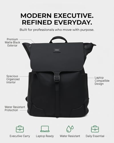 Image of NOIR Executive Backpack, Black, Modern Design with Everyday Functionality