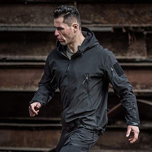 Refire Gear Mens Army Special Ops Military Tactical Jacket Softshell Fleece Hooded Outdoor Coat,Medium,Navy Blue #TOP5