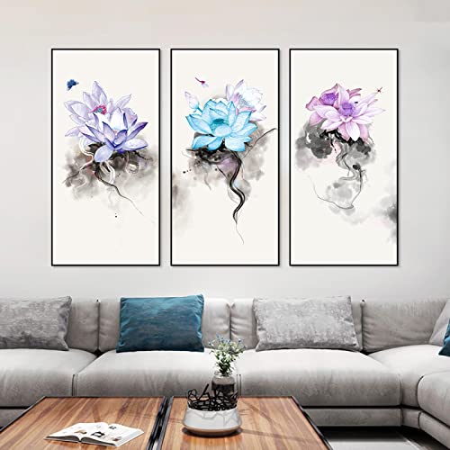 Peinture chambre art abstrait fleurs de lotus impression haute définition