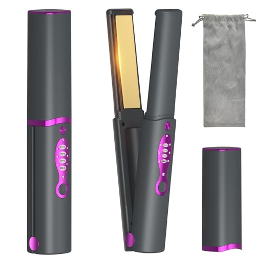Bezprzewodowa prostownica do włosów, przenośna podróżna mini ceramiczna prostownica i lokówka 2 w 1, bateria 5000 mAh ładowana przez USB, 3 poziomy temperatury, idealna do podróży, gospodarstwa
